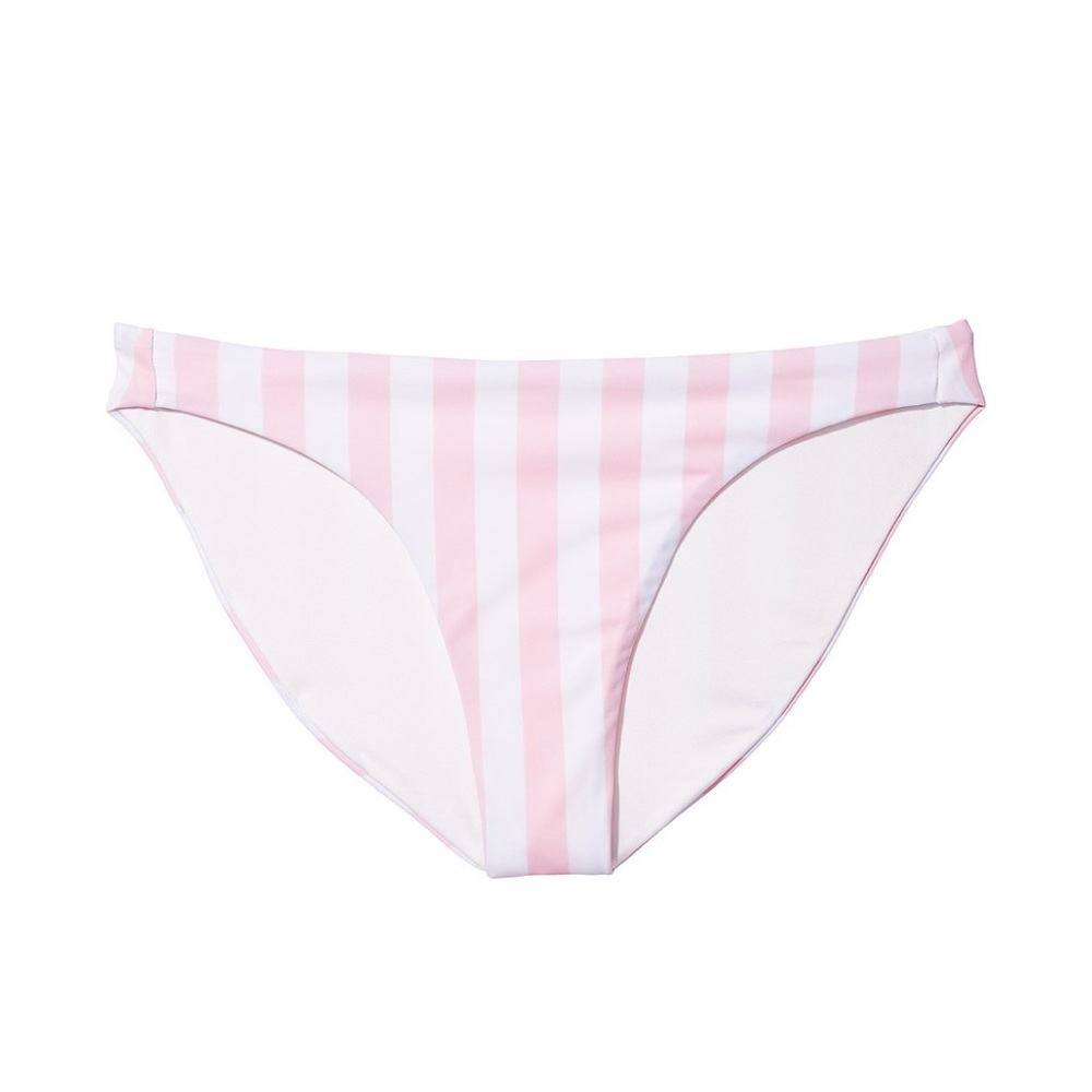 Victoria's Secret Swim Essential bikini bottom signature pink white stripe L NWT